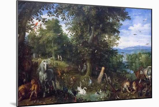 Earthly Paradise with the Original Sin, 1612, (Oil on Canvas)-Jan the Elder Brueghel-Mounted Giclee Print