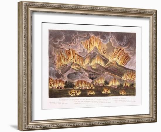 Earthquake and Eruption of the Mountain Asama-Yama in the Province of Sinano, 1822-Joseph Constantine Stadler-Framed Giclee Print