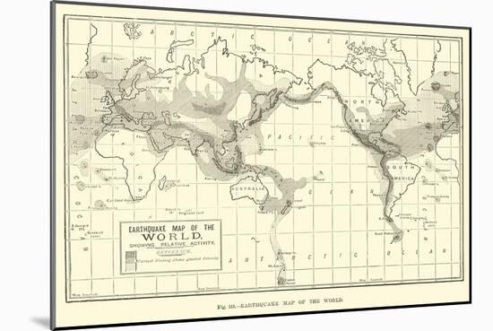 Earthquake Map of the World-null-Mounted Giclee Print