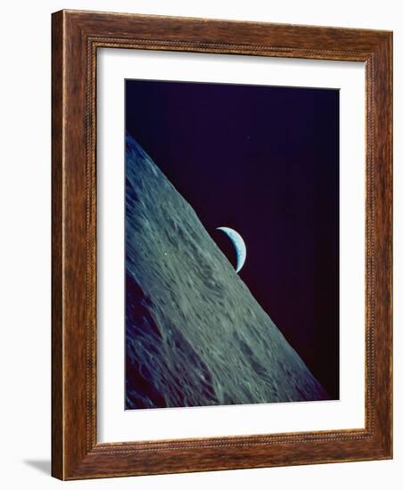 Earthrise over the Moon Taken by the Apollo 17 Crew-null-Framed Photographic Print