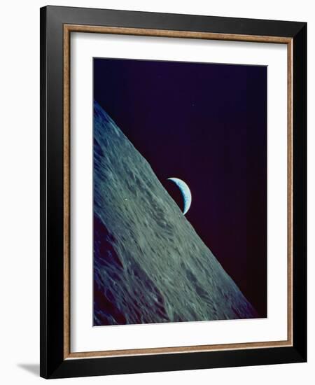 Earthrise over the Moon Taken by the Apollo 17 Crew-null-Framed Photographic Print