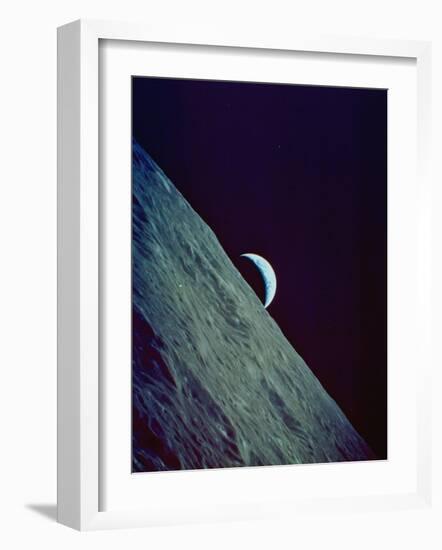 Earthrise over the Moon Taken by the Apollo 17 Crew-null-Framed Photographic Print