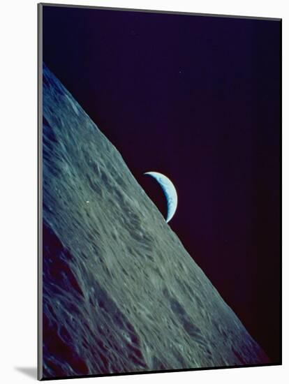 Earthrise over the Moon Taken by the Apollo 17 Crew-null-Mounted Photographic Print