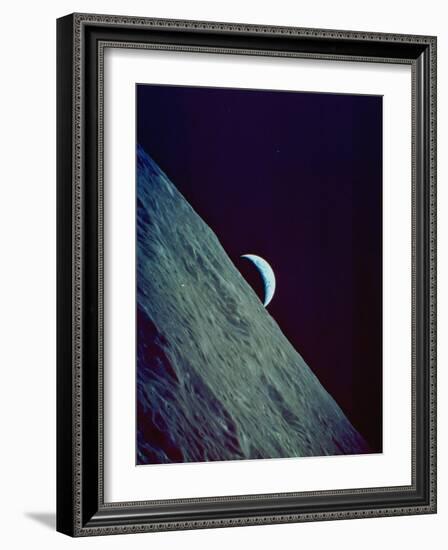 Earthrise over the Moon Taken by the Apollo 17 Crew-null-Framed Photographic Print