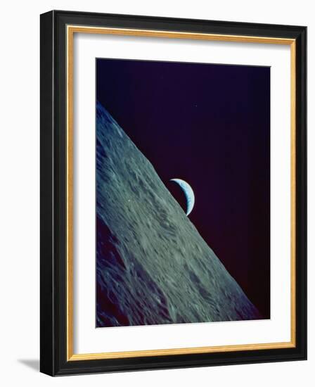 Earthrise over the Moon Taken by the Apollo 17 Crew-null-Framed Photographic Print