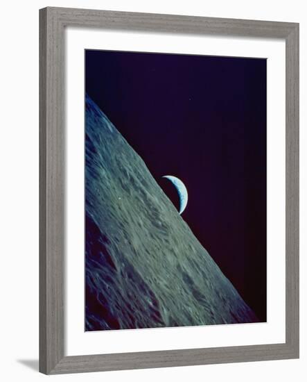 Earthrise over the Moon Taken by the Apollo 17 Crew-null-Framed Photographic Print