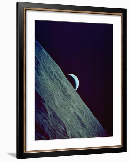 Earthrise over the Moon Taken by the Apollo 17 Crew-null-Framed Photographic Print