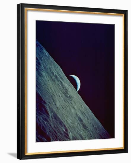 Earthrise over the Moon Taken by the Apollo 17 Crew--Framed Photographic Print