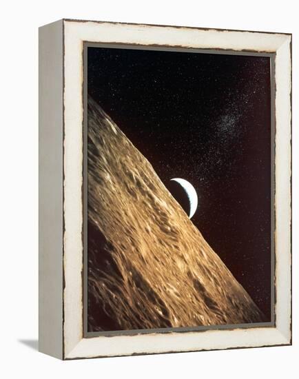 Earthrise Seen from Surface of the Moon, Apollo Mission, 1969-null-Framed Premier Image Canvas