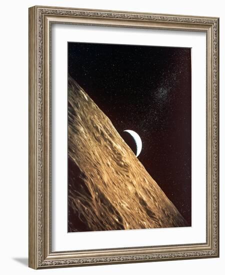 Earthrise Seen from Surface of the Moon, Apollo Mission, 1969-null-Framed Photographic Print