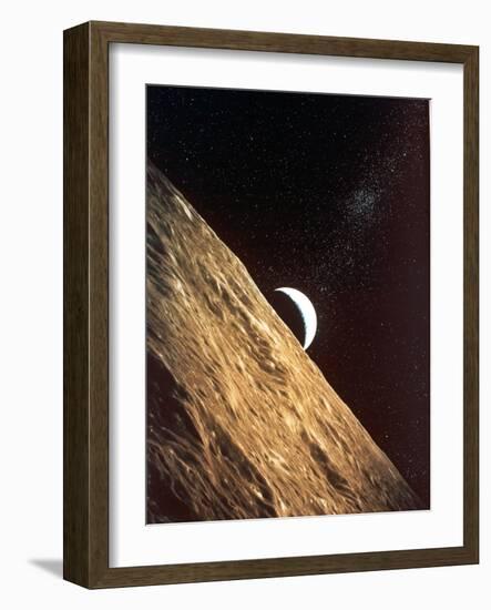 Earthrise Seen from Surface of the Moon, Apollo Mission, 1969-null-Framed Photographic Print