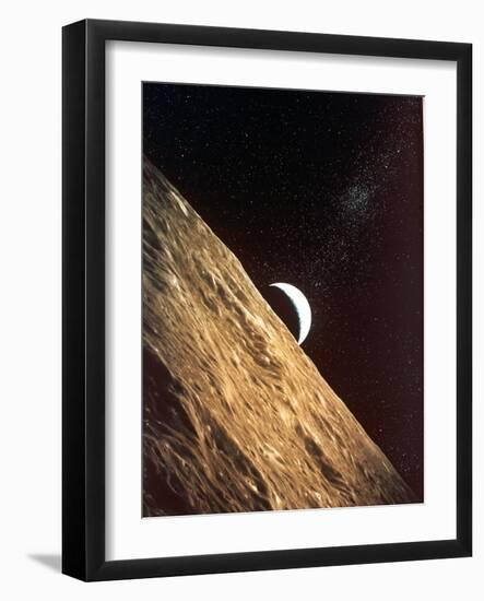 Earthrise Seen from Surface of the Moon, Apollo Mission, 1969-null-Framed Photographic Print