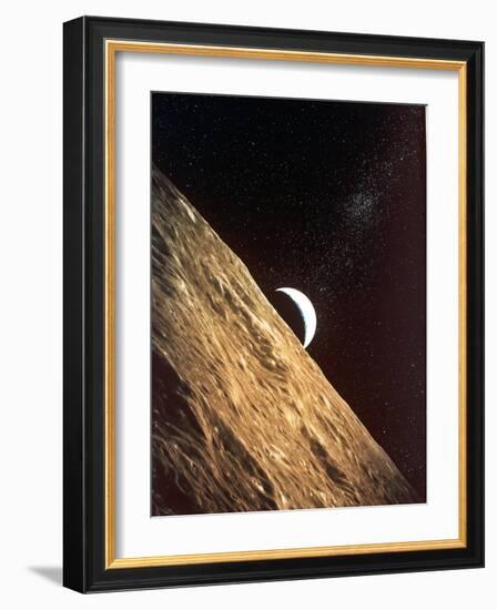 Earthrise Seen from Surface of the Moon, Apollo Mission, 1969-null-Framed Photographic Print