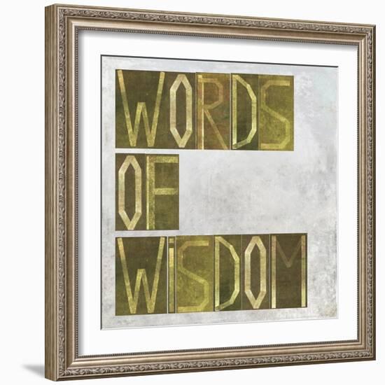 Earthy Background Image And Design Element Depicting The Words "Words Of Wisdom"-nagib-Framed Art Print