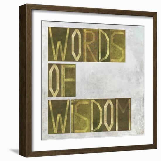 Earthy Background Image And Design Element Depicting The Words "Words Of Wisdom"-nagib-Framed Art Print