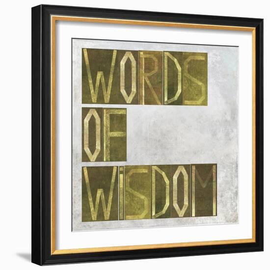 Earthy Background Image And Design Element Depicting The Words "Words Of Wisdom"-nagib-Framed Art Print