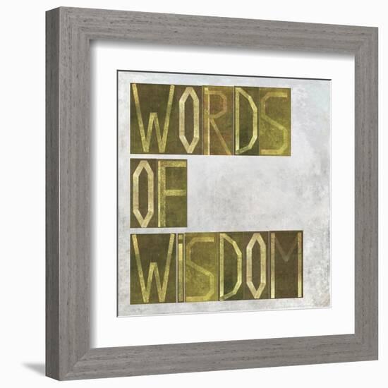 Earthy Background Image And Design Element Depicting The Words "Words Of Wisdom"-nagib-Framed Art Print