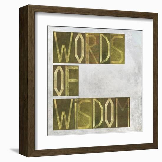 Earthy Background Image And Design Element Depicting The Words "Words Of Wisdom"-nagib-Framed Art Print