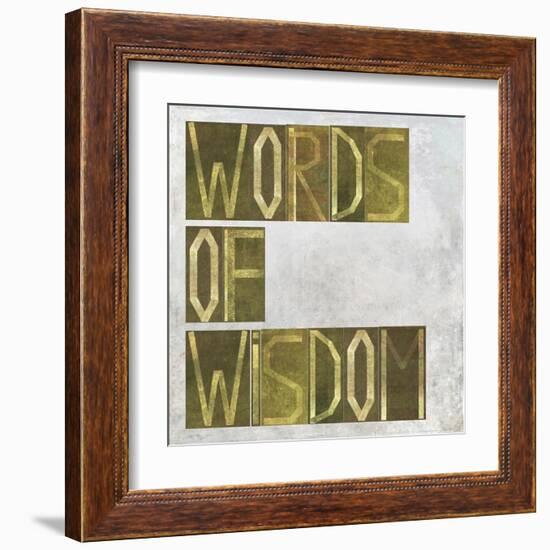 Earthy Background Image And Design Element Depicting The Words "Words Of Wisdom"-nagib-Framed Art Print