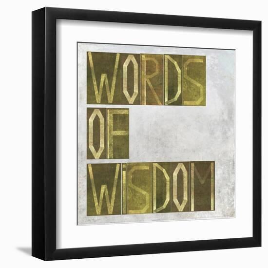 Earthy Background Image And Design Element Depicting The Words "Words Of Wisdom"-nagib-Framed Art Print