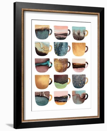Earthy Coffee Cups-Elisabeth Fredriksson-Framed Giclee Print