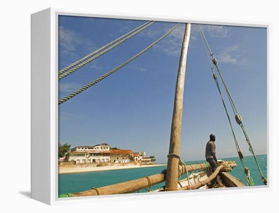 East Africa, Tanzania, Sailing an Arab Dhow in Zanzibar-Paul Harris-Framed Premier Image Canvas