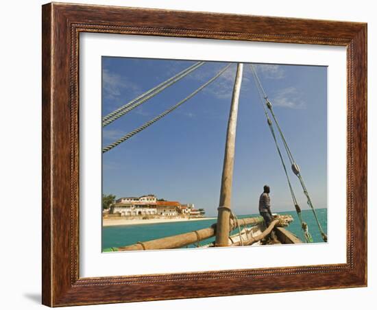 East Africa, Tanzania, Sailing an Arab Dhow in Zanzibar-Paul Harris-Framed Photographic Print