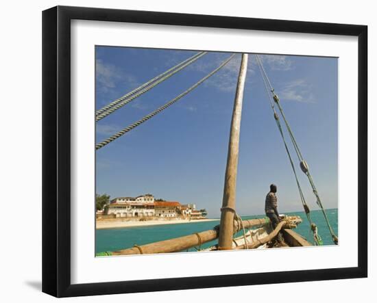 East Africa, Tanzania, Sailing an Arab Dhow in Zanzibar-Paul Harris-Framed Photographic Print