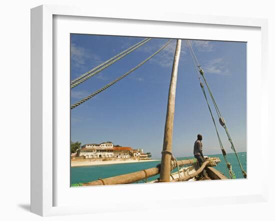 East Africa, Tanzania, Sailing an Arab Dhow in Zanzibar-Paul Harris-Framed Photographic Print