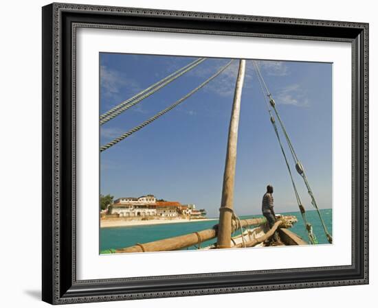 East Africa, Tanzania, Sailing an Arab Dhow in Zanzibar-Paul Harris-Framed Photographic Print