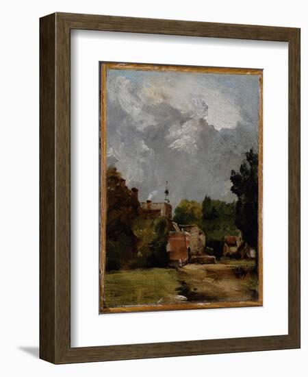 East Bergholt Church from Church Street (Oil on Paper on Panel)-John Constable-Framed Giclee Print