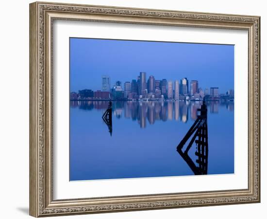 East Boston, Financial District from Logan Airport, Boston, Massachusetts, USA-Walter Bibikow-Framed Photographic Print