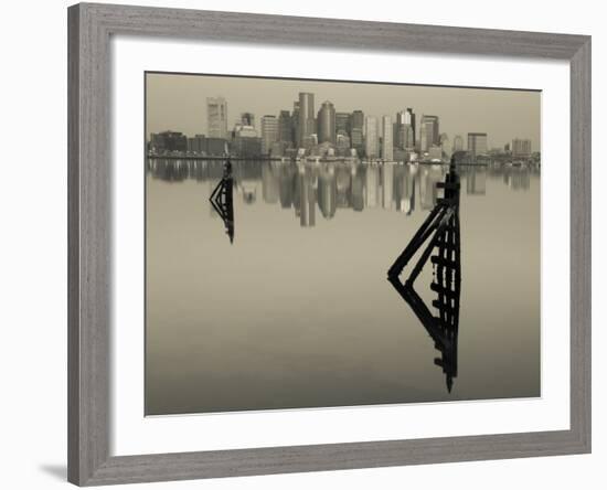 East Boston, Financial District from Logan Airport, Boston, Massachusetts, USA-Walter Bibikow-Framed Photographic Print