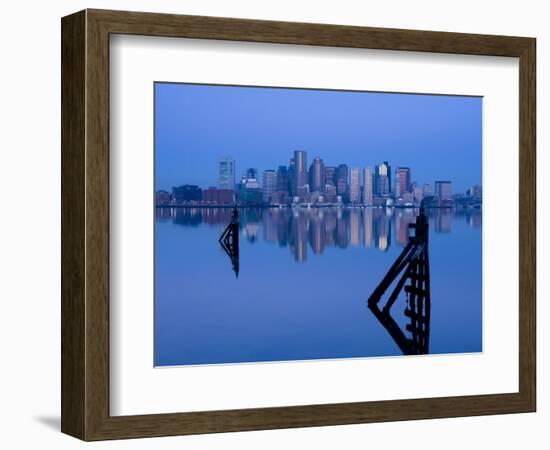 East Boston, Financial District from Logan Airport, Boston, Massachusetts, USA-Walter Bibikow-Framed Photographic Print