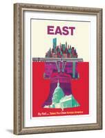 East By Train - Liberty Bell Philadelphia, Washington, New York-David Klein-Framed Art Print