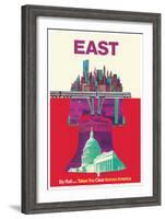 East By Train - Liberty Bell Philadelphia, Washington, New York-David Klein-Framed Art Print