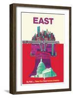 East By Train - Liberty Bell Philadelphia, Washington, New York-David Klein-Framed Art Print