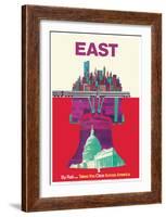 East By Train - Liberty Bell Philadelphia, Washington, New York-David Klein-Framed Art Print