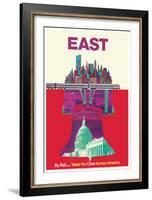 East By Train - Liberty Bell Philadelphia, Washington, New York-David Klein-Framed Art Print