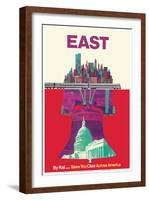 East By Train - Liberty Bell Philadelphia, Washington, New York-David Klein-Framed Art Print