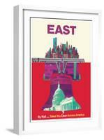 East By Train - Liberty Bell Philadelphia, Washington, New York-David Klein-Framed Art Print