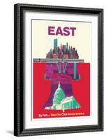East By Train - Liberty Bell Philadelphia, Washington, New York-David Klein-Framed Art Print