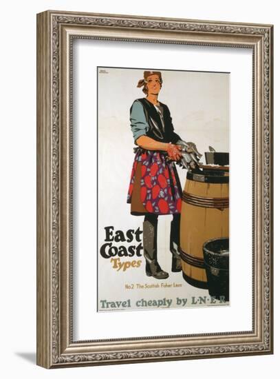 East Coast Types Girl with Fish and Barrel-null-Framed Art Print