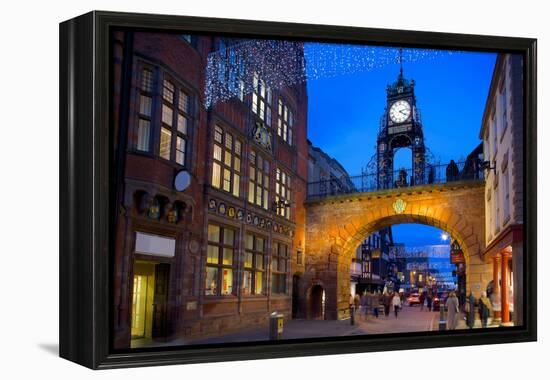 East Gate Clock at Christmas, Chester, Cheshire, England, United Kingdom, Europe-Frank Fell-Framed Premier Image Canvas