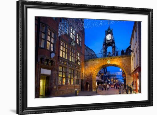 East Gate Clock at Christmas, Chester, Cheshire, England, United Kingdom, Europe-Frank Fell-Framed Photographic Print