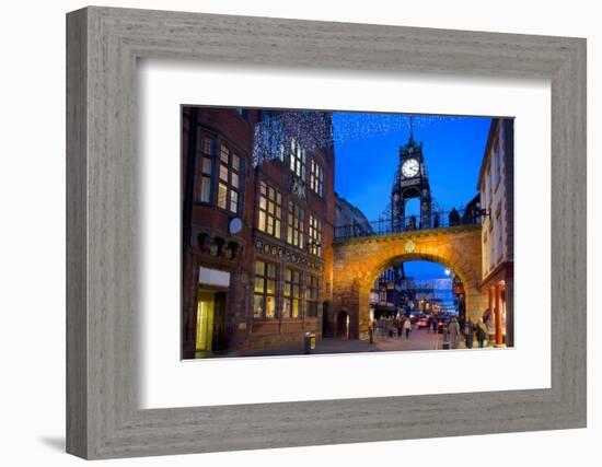 East Gate Clock at Christmas, Chester, Cheshire, England, United Kingdom, Europe-Frank Fell-Framed Photographic Print