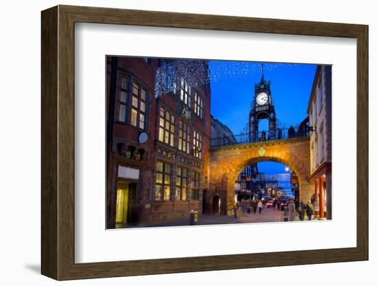 East Gate Clock at Christmas, Chester, Cheshire, England, United Kingdom, Europe-Frank Fell-Framed Photographic Print