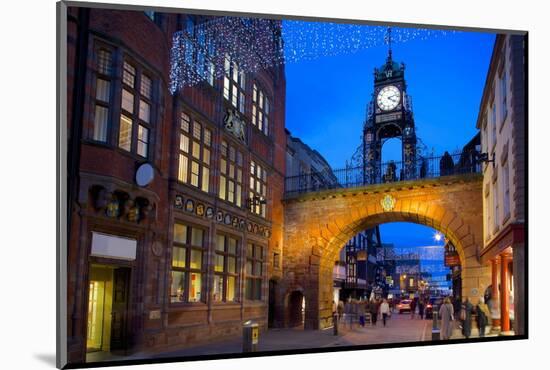 East Gate Clock at Christmas, Chester, Cheshire, England, United Kingdom, Europe-Frank Fell-Mounted Photographic Print