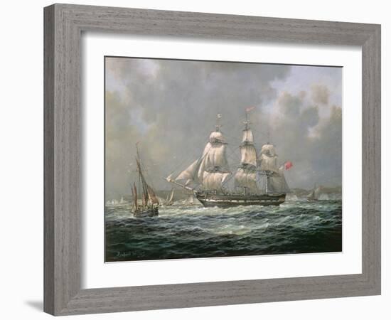 East Indiaman H.C.S. "Thomas Coutts" Off the Needles, Isle of Wight-Richard Willis-Framed Giclee Print