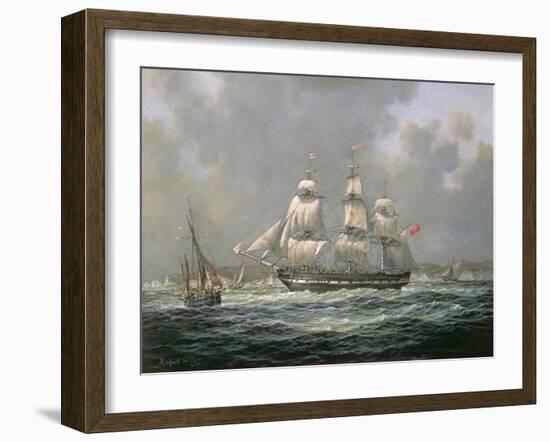 East Indiaman H.C.S. "Thomas Coutts" Off the Needles, Isle of Wight-Richard Willis-Framed Giclee Print